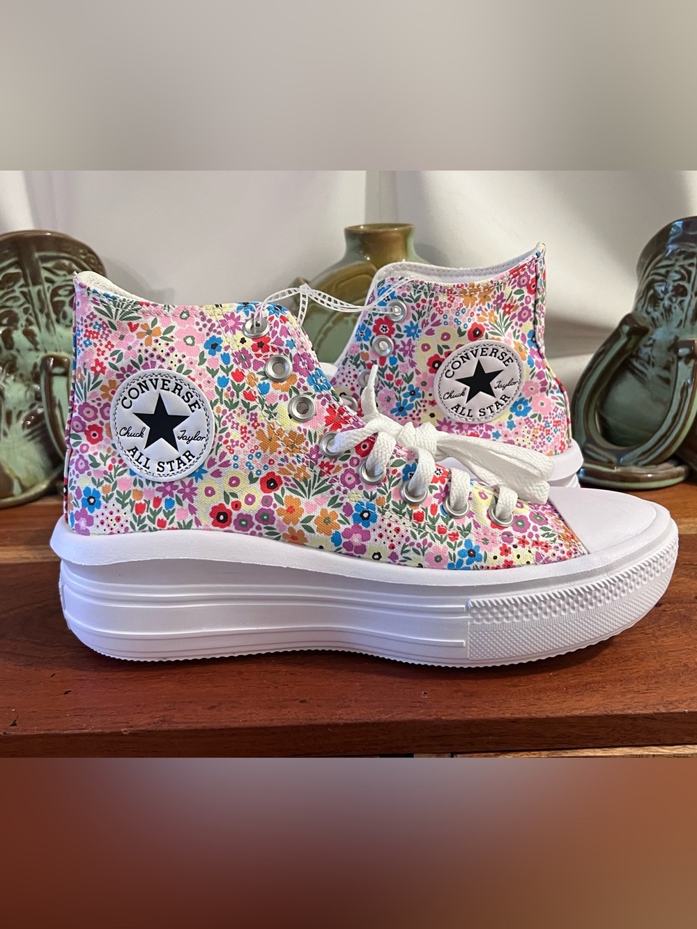 Beautiful Converse Floral High-Top Sneakers - Pink, Blue, Yellow, Green
